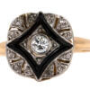 Vintage Platinum Topped Onyx & Diamond Ring