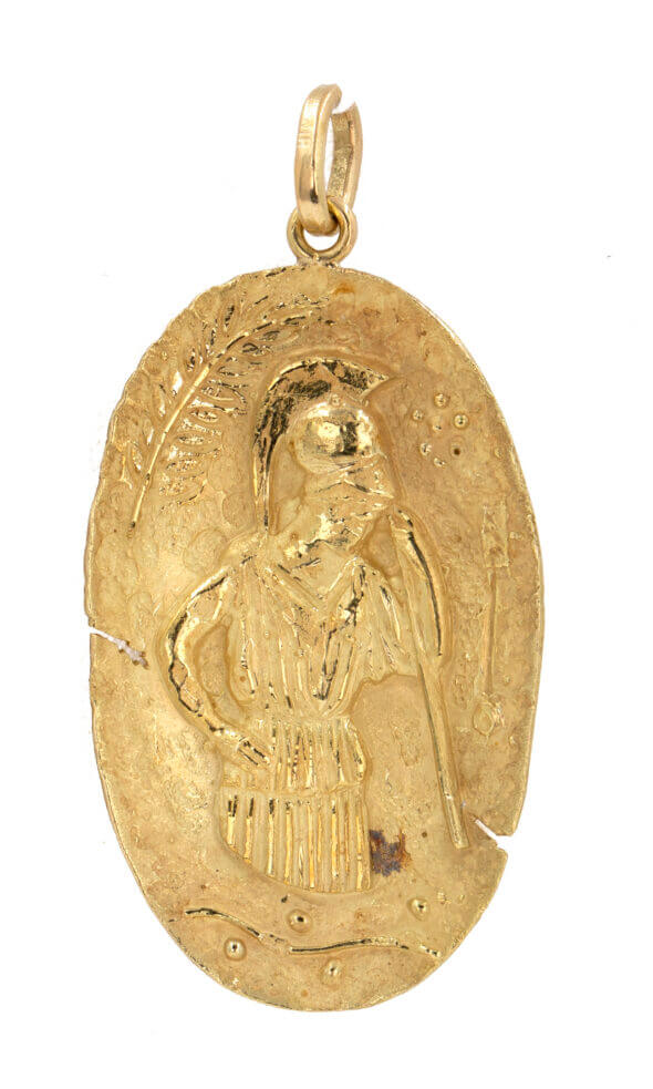 18 Karat Yellow Gold Roman Soldier Medallion