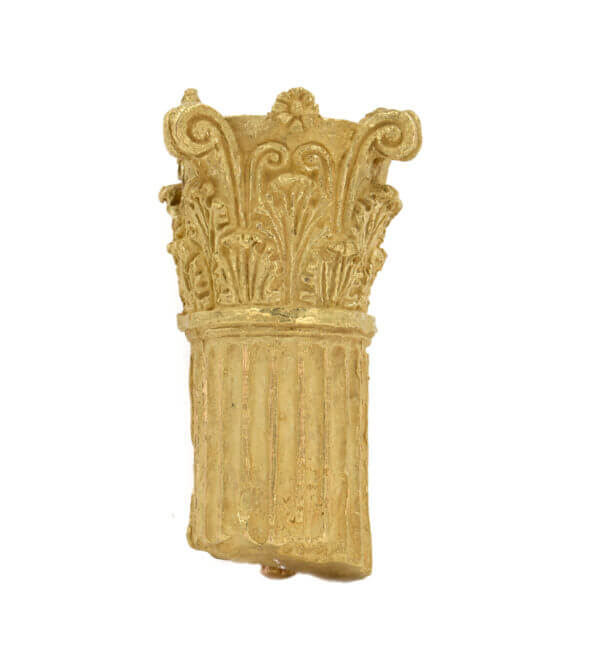 18 Karat Yellow Gold Ancient Column Brooch