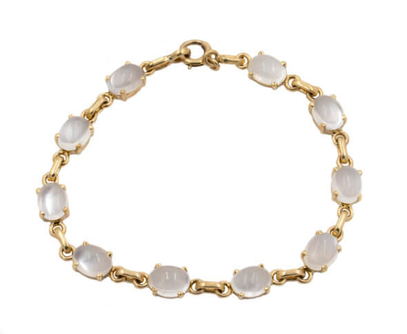 14 Karat Yellow Gold Moonstone Bracelet