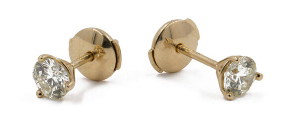 Yellow gold diamond stud earrings