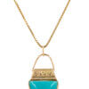 14 Karat Yellow Gold Purse pendant/charm with semi circle turquoise