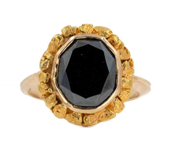 10 & 22 Karat Yellow Gold Hematite Ring