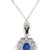 2.23 Carat Sapphire Pendant in 14 Karat White Gold with .36 Carats in