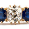 Sapphire & Diamond Three Stone Ring in 18 Karat Yellow Gold