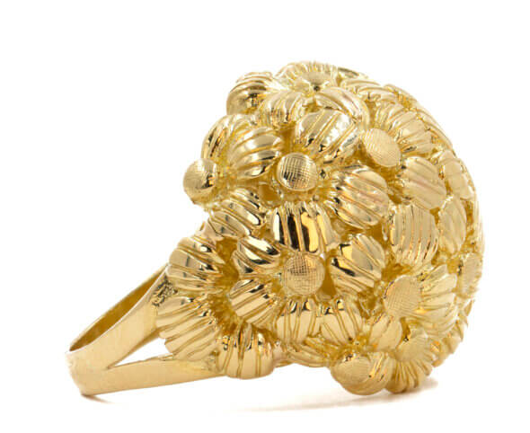 18 Karat Yellow Gold Engraved Dome Ring