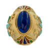 Enamel, Turquoise & Lapis Ring in 18 Karat Yellow Gold