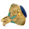 Enamel, Turquoise & Lapis Ring in 18 Karat Yellow Gold