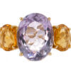 5 Carat Oval Amethyst with 2.40 Carat Citrine 3 Stone Ring