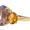 5 Carat Oval Amethyst with 2.40 Carat Citrine 3 Stone Ring