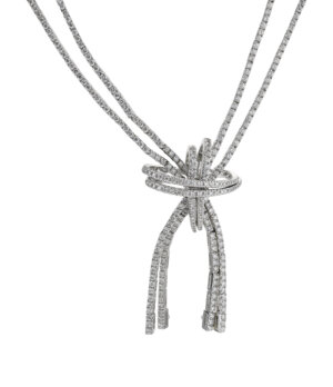 18 Karat white Gold Diamond Knot Necklace, by Staurino Fratelli