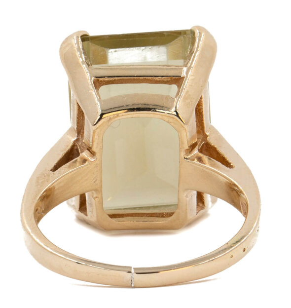 14 Karat Yellow Gold Emerald Cut Citrine Ring