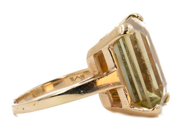 14 Karat Yellow Gold Emerald Cut Citrine Ring