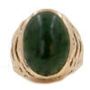 14k y/g Nephrite Cabochon Ring, Bezel Set in a Woven Basket Style