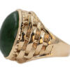 14k y/g Nephrite Cabochon Ring, Bezel Set in a Woven Basket Style