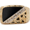 14 Karat Yellow Gold Onyx & Diamond Mens Ring