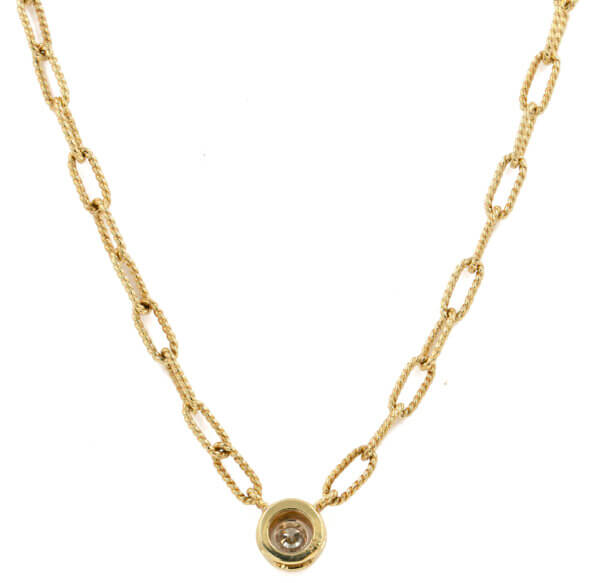 18 karat 2tone Bezel Set Round Diamond Necklace
