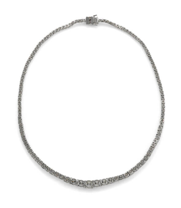 Platinum Diamond Graduated "Tennis" Necklace, 15 carat total weight
