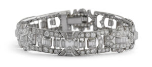 Platinum 9.58 Carat Diamond Art Deco Bracelet