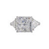 Platinum and 14k white gold 7.30 carat princess cut Diamond Ring with triangular side diamonds