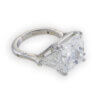 Platinum and 14k white gold 7.30 carat princess cut Diamond Ring with triangular side diamonds