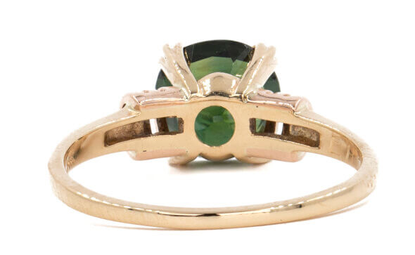 2.04 Carat Cushion Cut Green Sapphire Ring in 14 Karat