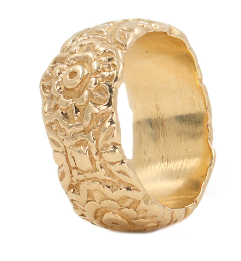 14 Karat Yellow Gold Engraved Wedding Band Lippa's Jewelry
