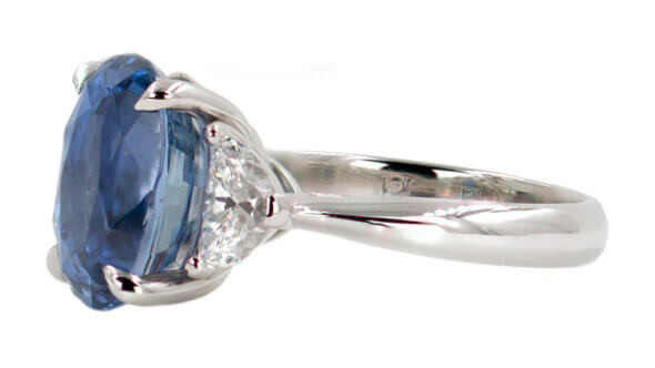 Platinum Sapphire Ring Profile View