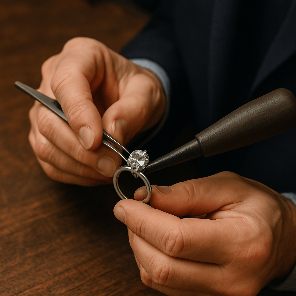 Estate Jeweler Resetting a Diamond in a New Ring
