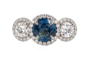 Custom made Platinum Sapphire and Diamond Ring By Lippa's