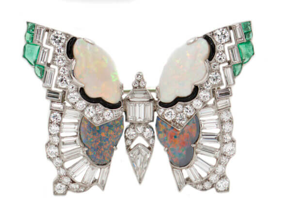 J.E. Caldwell Art Deco diamond butterfly brooch