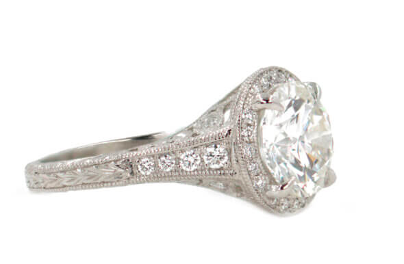 Platinum 2.27 Carat H VS2 Diamond Engagement Ring with GIA report