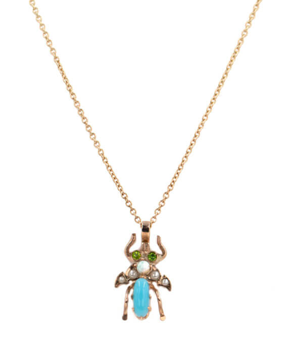 10 Karat Yellow Gold Bug Pendant Necklace