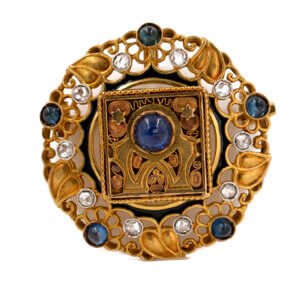 Sapphire and Diamond Gold Brooch