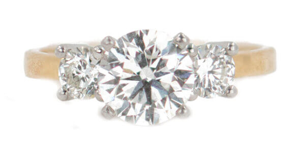 Diamond Ring set in Platinum with an 18K Yellow Gold Band
