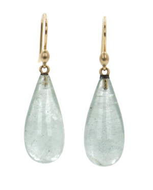 Aquamarine Drop Earrings in 14 Karat Yellow Gold