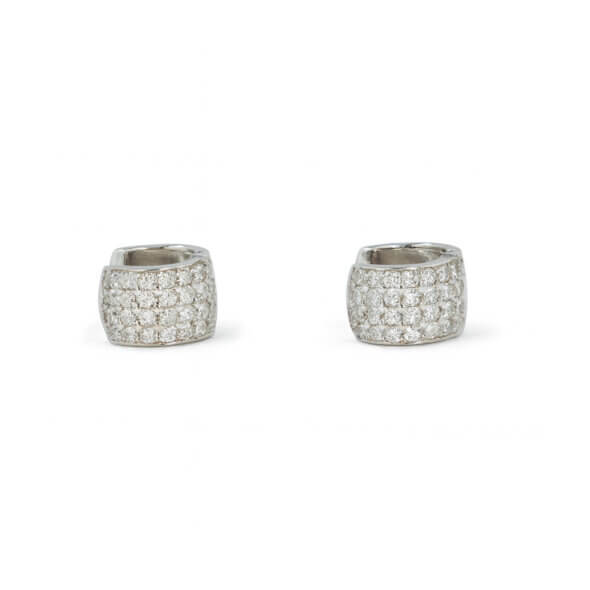 18 Karat White Gold Diamond Huggie Earrings