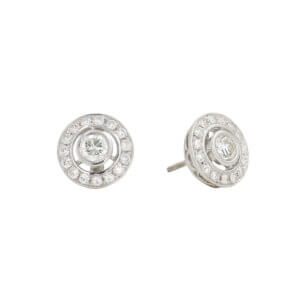 14 Karat White Gold Diamond Halo Earrings