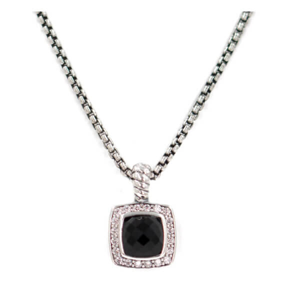 David Yurman Onyx Neck Front David Yurman Sterling Silver Onyx and Diamond Necklace