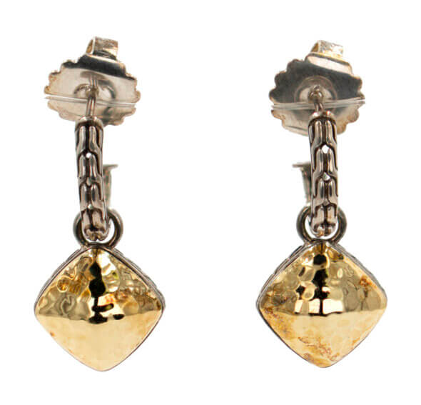 John Hardy Silver and 18 Karat yellow gold dangle earrings