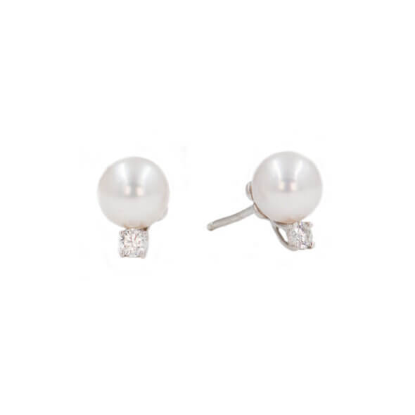 Tiffany Pearl and Diamond Studs Tiffany & Co. 18k White Gold Pearl and Diamond Stud Earrings