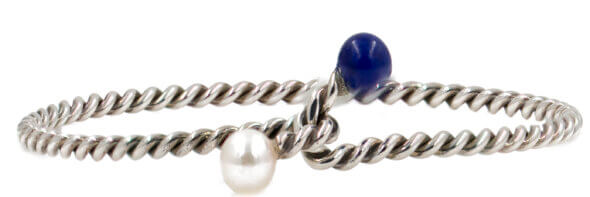 Tiffany b:w bracelet front Tiffany & Co. Silver, Pearl and Lapis Bangle bracelet