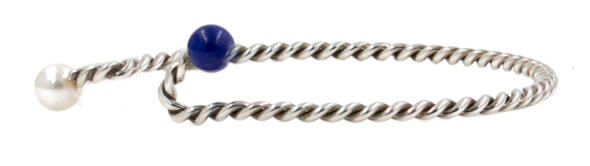 Tiffany b:w bracelet side Tiffany & Co. Silver, Pearl and Lapis Bangle bracelet