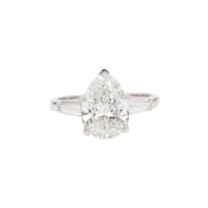 3.06 Carat Pear Shape Diamond Engagement Ring Mounted in Platinum with GIA Report