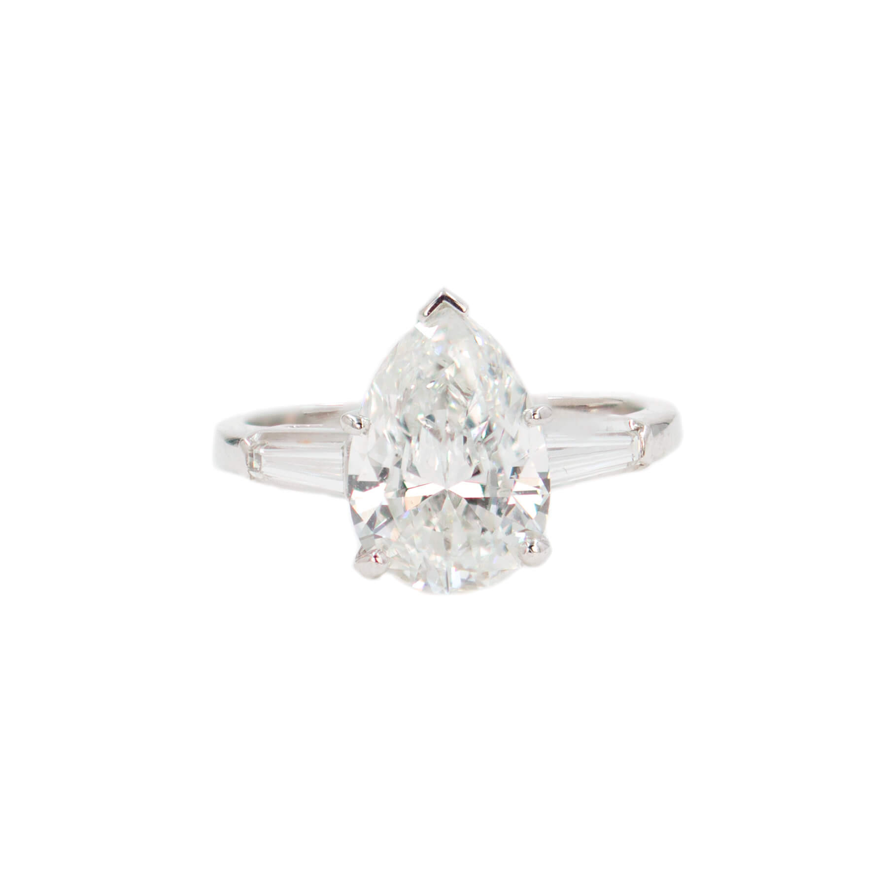3.06 Carat Pear Shape Diamond Engagement Ring Mounted in Platinum with GIA Report
