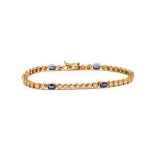 18 Karat Rose Gold Sapphire and Diamond Line Bracelet