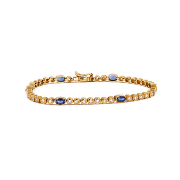 18 Karat Rose Gold Sapphire and Diamond Line Bracelet