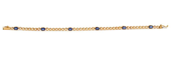 18 Karat Rose Gold Sapphire and Diamond Line Bracelet