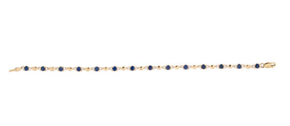 14 Karat Yellow Gold Sapphire and Diamond Link Bracelet