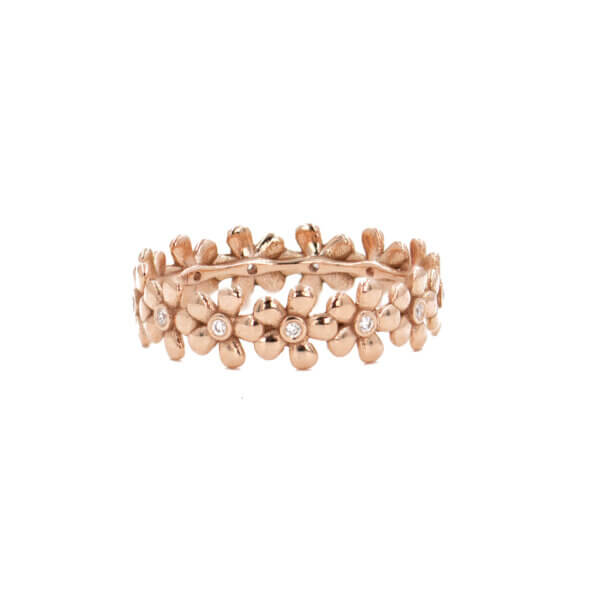 Rose Gold Floral and Diamond Band